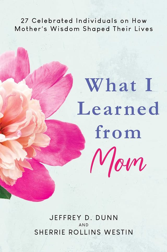 What I Learned from Mom book cover featuring pink peonies on a light blue background